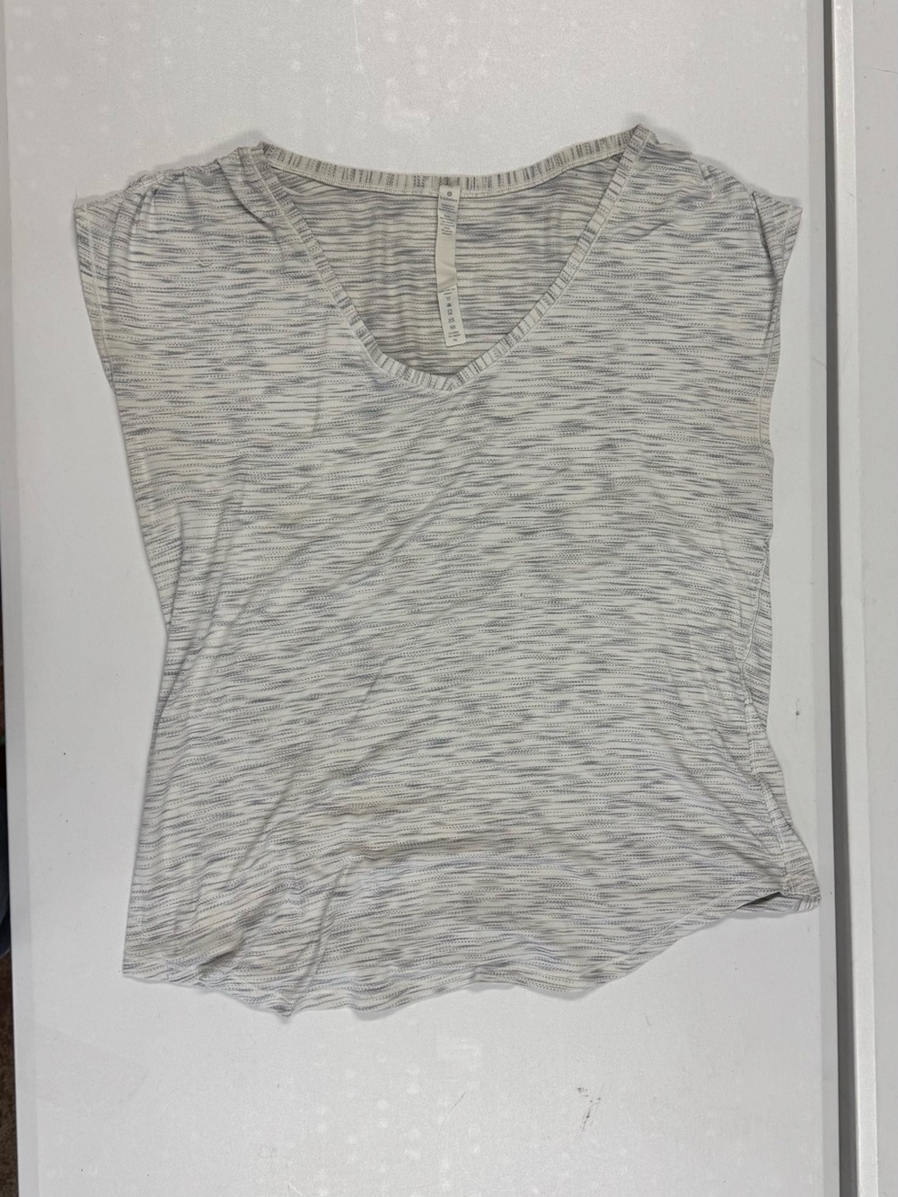 lululemon athletica Light Gray Striped V-Neck Tank